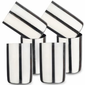 Sanskriti Exports (Pack of 6 Stainless Steel Serving Glasses, Unbreakable Water Drinking Glasses Set(14-6) Glass Set Water/Juice Glass (300 ml, Steel, Silver)