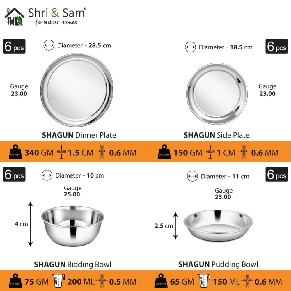 Sanskriti Exports Stainless Steel Solid Shagun Dinner Set (51 Pcs Set) - Image 3
