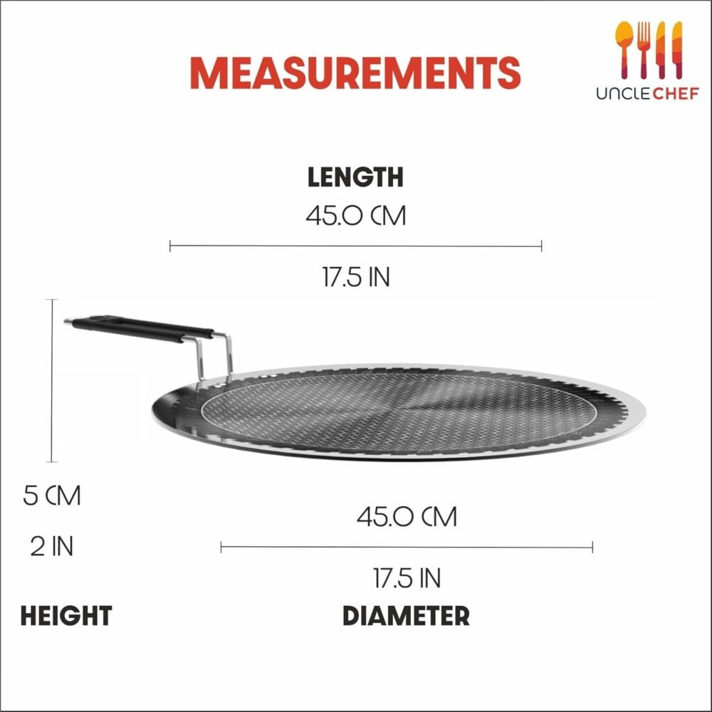 Sanskriti Exports Triply Stainless Steel Non Stick Tawa | Tri Ply Dosa Tawa | Stainless Steel Scratch Resistant Honey Comb Shape Coating roti and prantha tawa 25 cm - Image 6