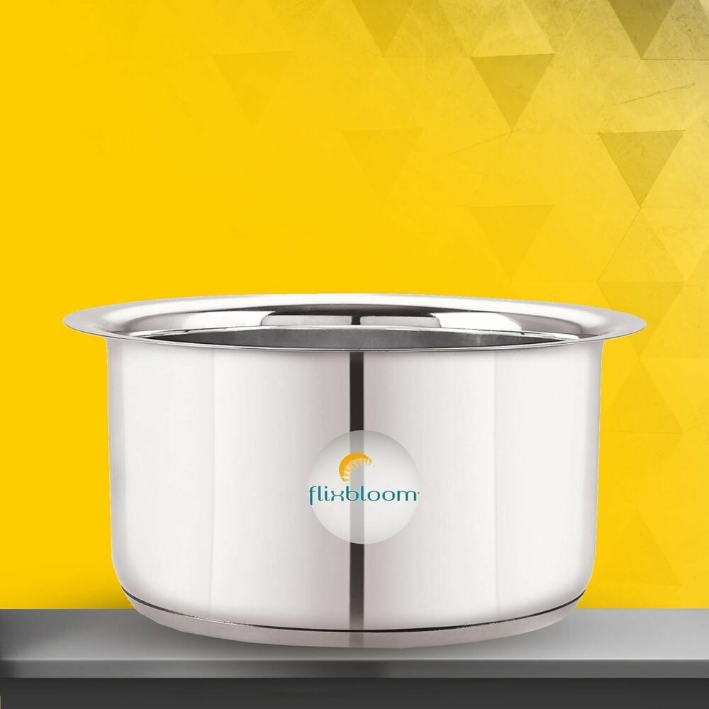 Sanskriti Exports Stainless Steel 2 Litre Cookware Triply Bottom Induction Base Utensil Deep Cooking Tope/Bhagona/Handi/Patila/Container for Boil Milk/Tea/Water Cook & Serve (Tope with Lid) - Image 6