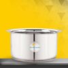 Sanskriti Exports Stainless Steel 2 Litre Cookware Triply Bottom Induction Base Utensil Deep Cooking Tope/Bhagona/Handi/Patila/Container for Boil Milk/Tea/Water Cook & Serve (Tope with Lid)