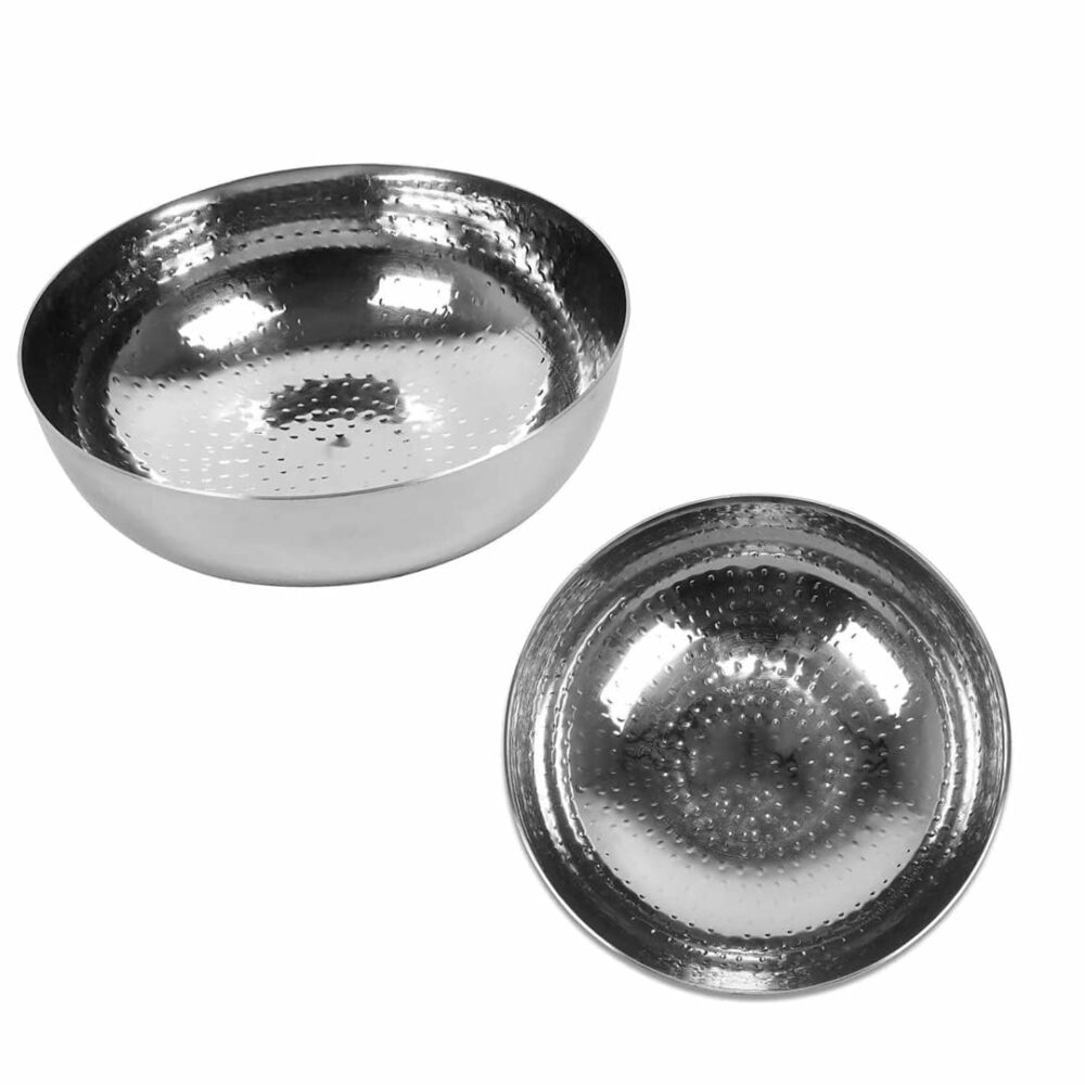 Sanskriti Exports Sandwich Bottom Heavy Gauge Stainless Steel Hammered Tasla, Without Handle Kadhai Cookware (2500 ML) - Image 2