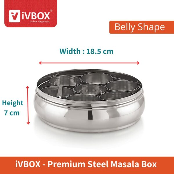 Sanskriti Exports Stainless Steel Masala Dabba Spice Box Organizer with See-Through Lid, 7 Containers (Medium, Blue-Violet) - Image 3