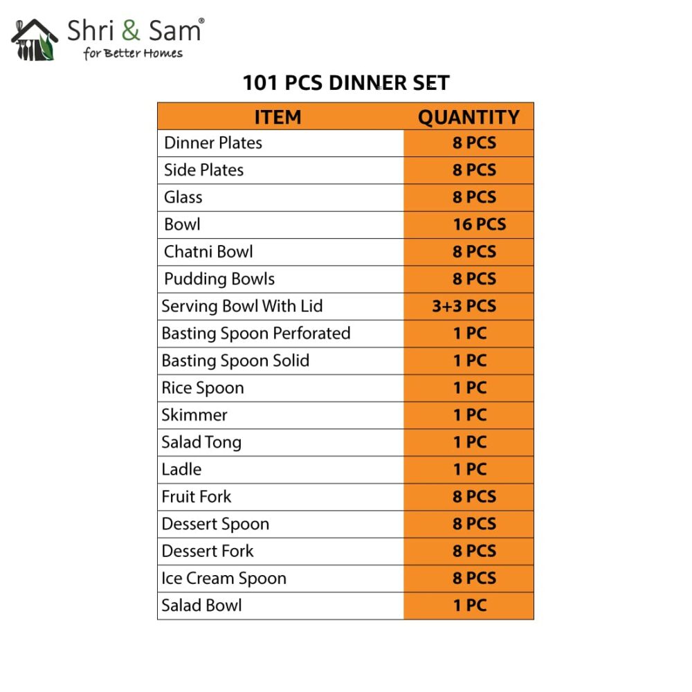 Sanskriti Exports Stainless Steel Shagun Dinner Set (101 Pcs Set) - Image 2