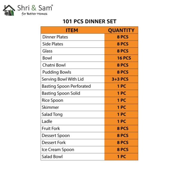 Sanskriti Exports Stainless Steel Shagun Dinner Set (101 Pcs Set)