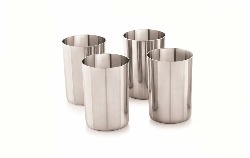 Sanskriti Exports Stainless Steel 7.5, 22 Gauge Prm Amarpali Glass, 500 ml, Set of 4, Elegant and Durable Drinking Glass for Water, Juices, and Beverages, Ideal for Daily Use, Parties, Easy to Clean, Sl