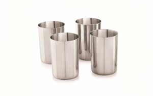 Sanskriti Exports Stainless Steel 7.5, 22 Gauge Prm Amarpali Glass, 500 ml, Set of 4, Elegant and Durable Drinking Glass for Water, Juices, and Beverages, Ideal for Daily Use, Parties, Easy to Clean, Sl