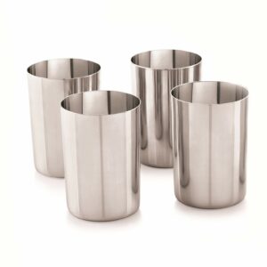 Sanskriti Exports Stainless Steel 7.5, 22 Gauge Prm Amarpali Glass, 500 ml, Set of 4, Elegant and Durable Drinking Glass for Water, Juices, and Beverages, Ideal for Daily Use, Parties, Easy to Clean, Sl