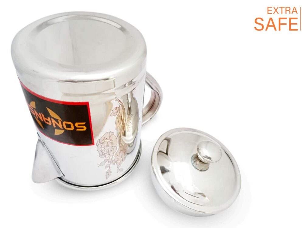 Sanskriti Exports Stainless Steel Tea Pot/Water Jug/Kettle with Lid and Flower Laser Print Jug- 1 Litre - Image 2