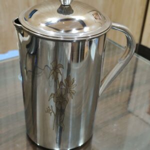 Stainless Steel Water jug with Lid and Handle | Capacity- 2 LTR (Approx) | Drink Servers | Laser Flower Design