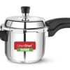 Sanskriti Exports Shine outer lid Stainless steel Pressure cooker 3 litre Induction Compatible - ISI Certified