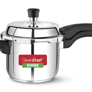 Sanskriti Exports Shine outer lid Stainless steel Pressure cooker 3 litre Induction Compatible - ISI Certified
