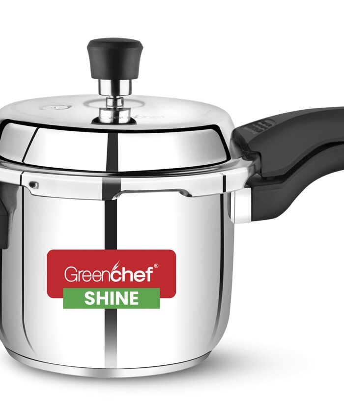 Sanskriti Exports Shine outer lid Stainless steel Pressure cooker 3 litre Induction Compatible - ISI Certified