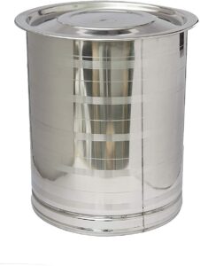 Sanskriti Exports Stainless Steel Storage Drum, Corrosion Resistant, 15 Liters - Ideal for Water or Other Items