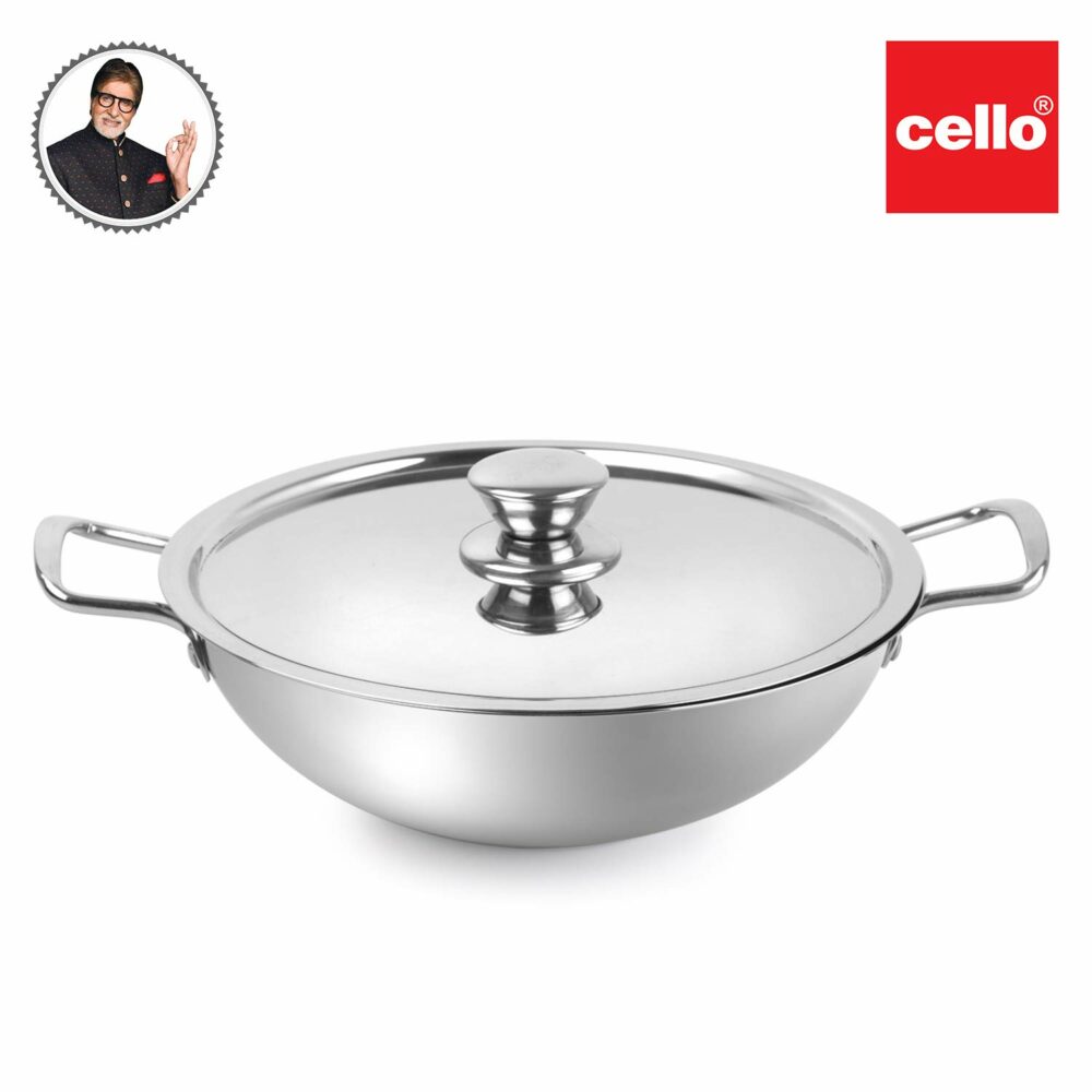Sanskriti Exports Stainless Steel Kadhai with SS Lid 1 5Ltr / 22cm, Silver, Medium - Image 2