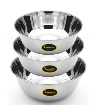 Sanskriti Exports Heavy Gauge Stainless Steel Solid Mixing/Serving Bowl (2 Liter and 3 Liter or 4 Liter)