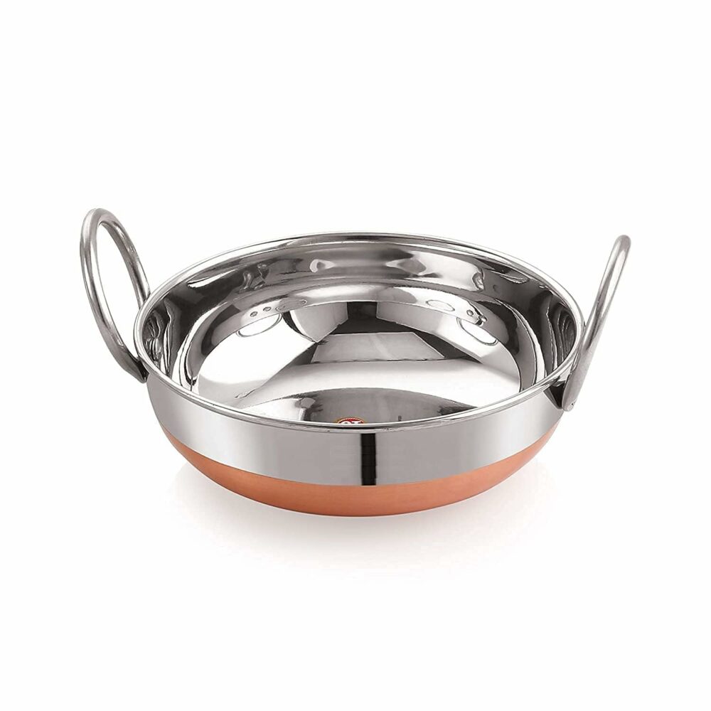 Sanskriti Exports Copper Bottom Kadhai Stainless Steel Copper Bottom Kadhai with Copper Bottom Kadhai Bottom Pot Pans for Frying (3 Litter) - Image 3