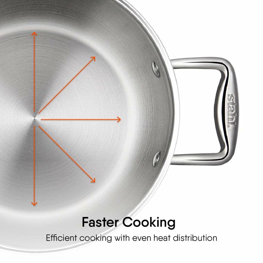 Stahl Artisan Triply Stainless Steel Sauce Pot/Casserole with lid, Induction Pot, Briyani Pot/Handi, 2 L, 18cm - Image 4