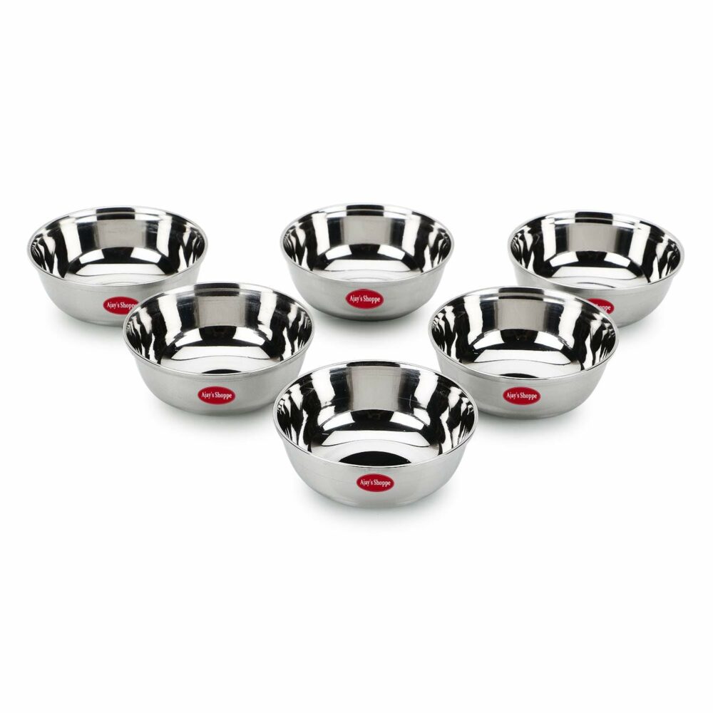 Sanskriti Exports Compact Stainless Steel Chutney & Sauce Bowl Set ? 85ML (Pack of 6) | Everyday Essential