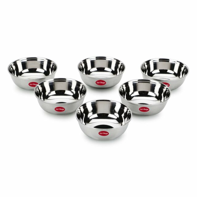 Sanskriti Exports Compact Stainless Steel Chutney & Sauce Bowl Set ? 85ML (Pack of 6) | Everyday Essential