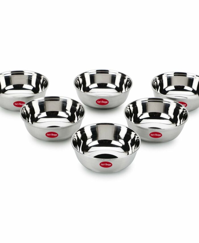Sanskriti Exports Compact Stainless Steel Chutney & Sauce Bowl Set ? 85ML (Pack of 6) | Everyday Essential