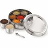 Sanskriti Exports Stainless Steel Masala Dabba Spice Box Set with Lid | Indian Kitchenware for Spice Storage | Set of 4 Containers | 1300 ML Capacity