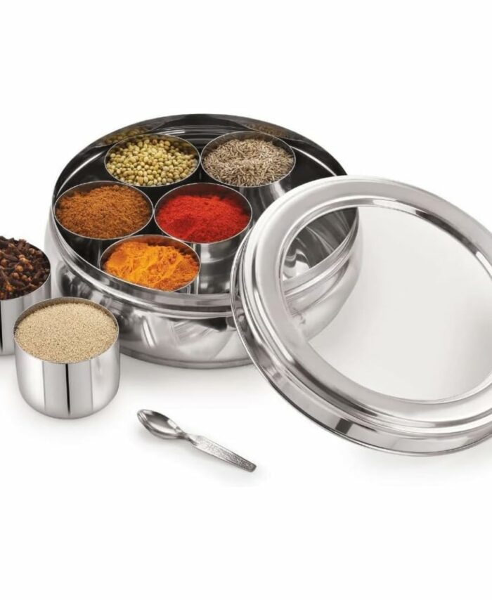 Sanskriti Exports Masala Dabba Spice Box Containers for Kitchen Storage Steel Spices Container for Kitchen | 1300 ML