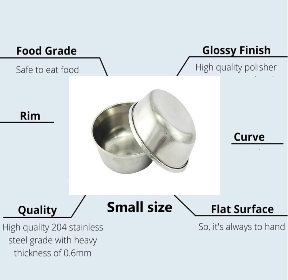 Sanskriti Exports Stainless Steel Small Chatni Katori/Wati/Mini Bowls : 30ml Set of 6 Pieces. - Image 5