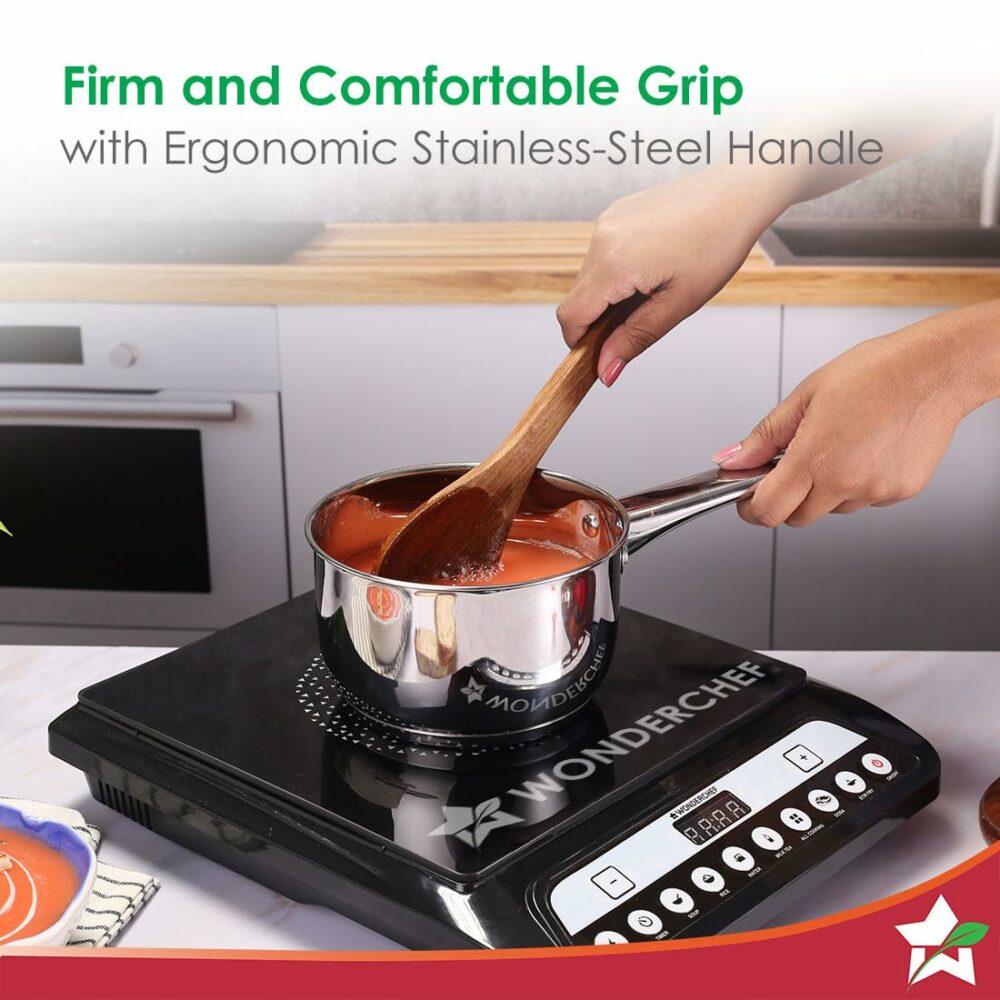 Wonderchef Venice Stainless Steel Saucepan | 1.2Litre | Tri-ply Bottom | Thick Base | Anti-Bacterial and Non-Porous Steel | Ideal for Boiling Milk, and Water or to Make Tea and Coffee - Image 4