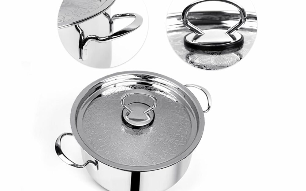 Sanskriti Exports Stainless Steel Cookpot with Lid (Bello)|20CM,3 3L Capacity| Sandwich Bottom for Even Heating |Elegant SS Design Lid|Induction&Gas Stove Compatible|(Buy Cookpot Get SS Bowl B-144-300 Ml) - Image 3