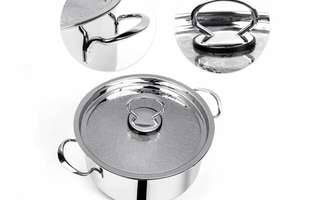 Sanskriti Exports Stainless Steel Cookpot with Lid (Bello)|20CM,3 3L Capacity| Sandwich Bottom for Even Heating |Elegant SS Design Lid|Induction&Gas Stove Compatible|(Buy Cookpot Get SS Bowl B-144-300 Ml)