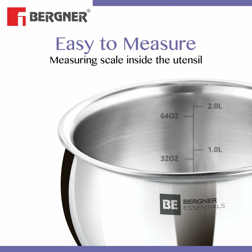 Sanskriti Exports BE Sanskriti Exports Essentials Tri-Ply Stainless Steel 16 cm Rice Handi with Lid, Steel Small Rice Handi, Even Heat Distribution, Easy to Clean, Induction & Gas Stove Friendly, Silver, 5-Year Warranty - Image 4