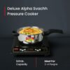 Prestige 3L Svachh Deluxe Alpha Stainless Steel Pressure Cooker|Outer Lid|3-4 Persons|Deep Lid for Spillage Control|Gas & Induction Compatible|Controlled GasketRelease System|Silver|10 Years Warranty
