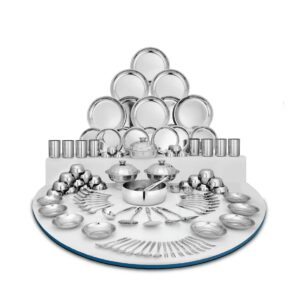 Sanskriti Exports Stainless Steel Delight Solid Dinner Set, 101 Pieces