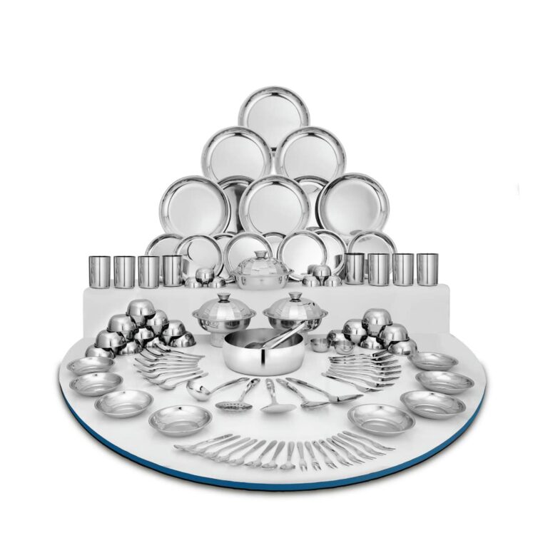 Sanskriti Exports Stainless Steel Delight Solid Dinner Set, 101 Pieces