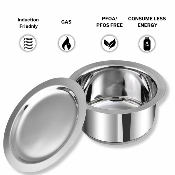 Vinod Stainless Steel Capsule Bottom Tope/Patila Combo Set of 3 Pcs - 2 7L (14cm), 3 4L (15cm), and 4L (16cm Diameter) - Silver