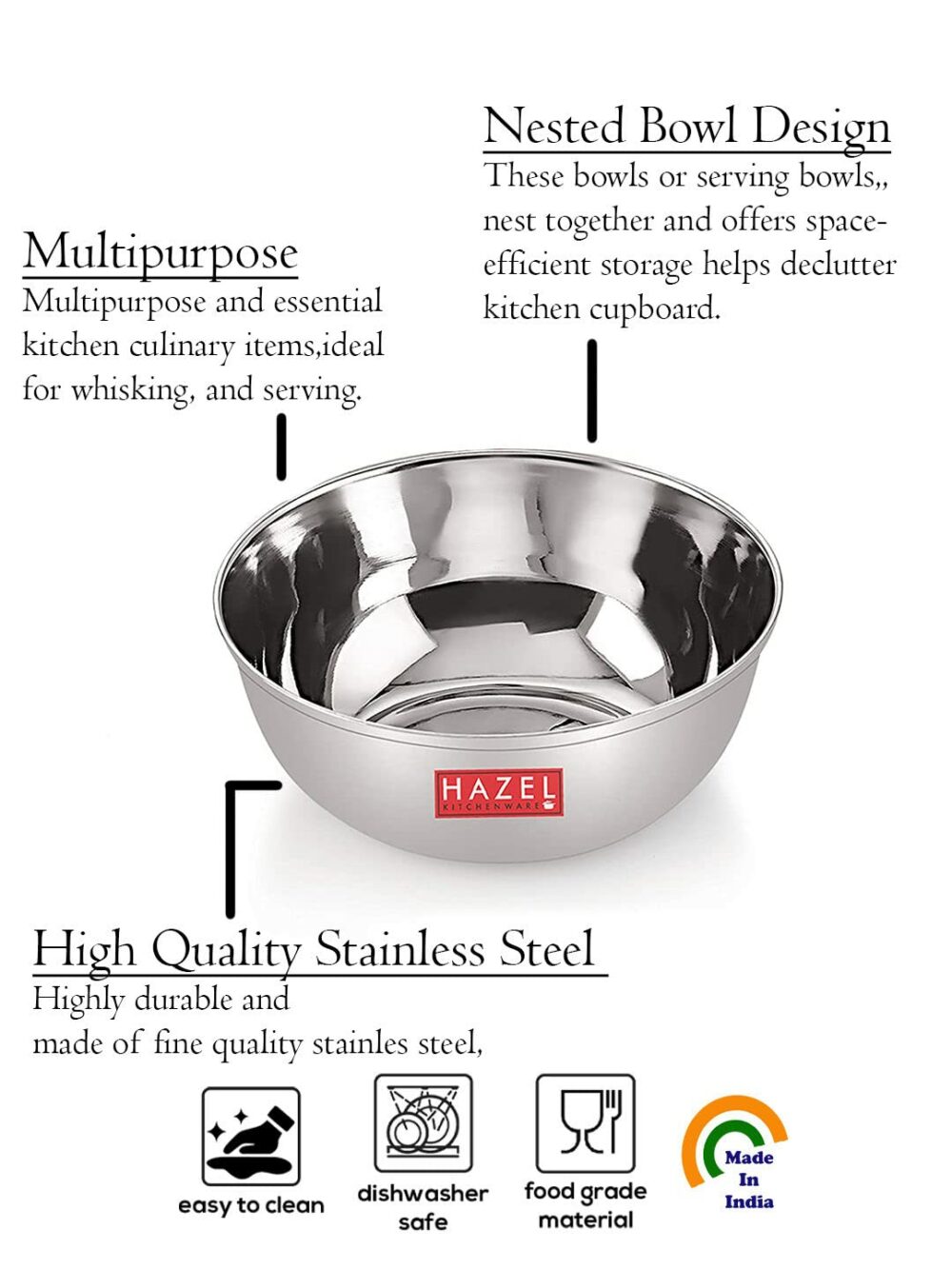 Sanskriti Exports Stainless Steel Bowl Vati Set | 270 ml Steel Bowl Set for Kitchen | Dinner Bowl Katori Serving Wati, Set of 4 - Image 3