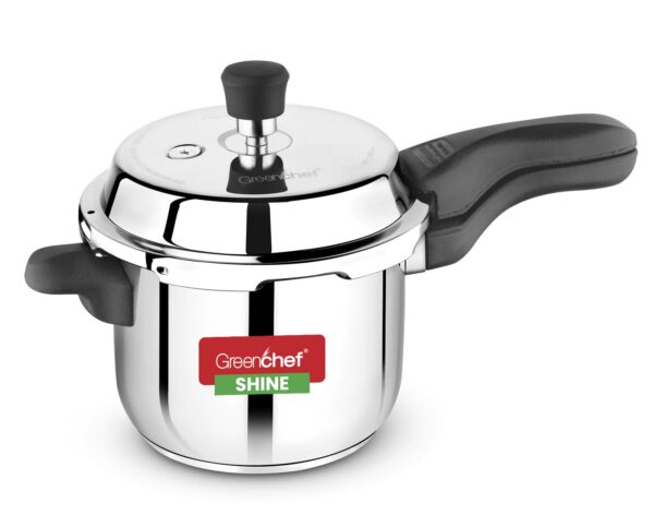 Sanskriti Exports Shine outer lid Stainless steel Pressure cooker 3 litre Induction Compatible - ISI Certified