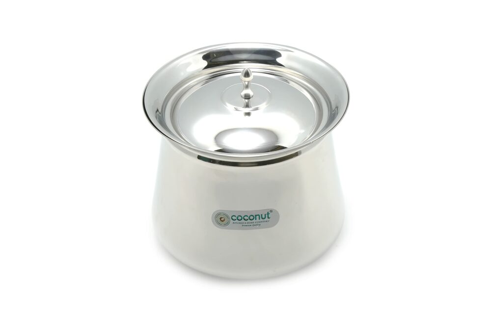 Coconut Stainless Steel Handi with Lid ? Heavy Duty Casserole Pot for Indian Cooking, Gas & Induction Compatible, Mirror Finish, Rust-Resistant Cookware | Pack of 1 | 750 ml - Image 2