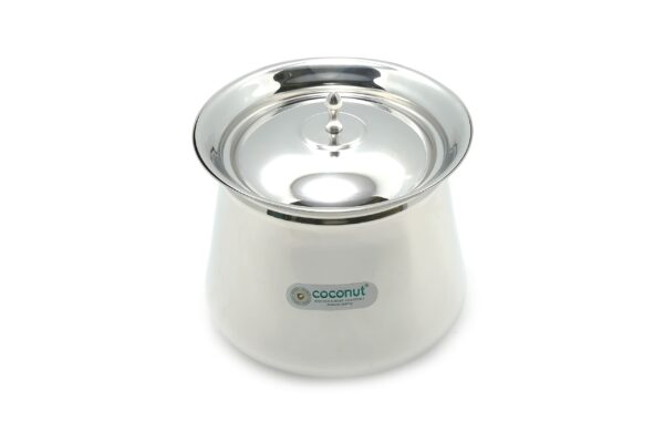 Coconut Stainless Steel Handi with Lid ? Heavy Duty Casserole Pot for Indian Cooking, Gas & Induction Compatible, Mirror Finish, Rust-Resistant Cookware | Pack of 1 | 750 ml