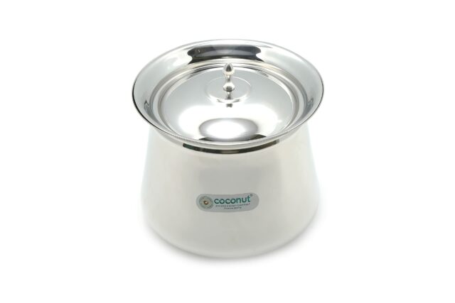 Coconut Stainless Steel Handi with Lid ? Heavy Duty Casserole Pot for Indian Cooking, Gas & Induction Compatible, Mirror Finish, Rust-Resistant Cookware | Pack of 1 | 750 ml
