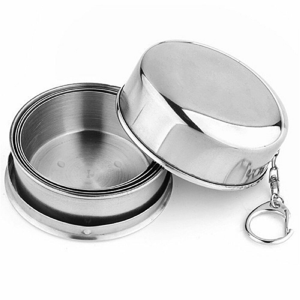 Sanskriti Exports Portable Stainless Steel Collapsible Travel Cup/Mug/Glass/Tumbler, Leakproof Foldable Steel Glass for Travel Outdoor, Camping Drinking Glass with lid, 350 ml - Image 2