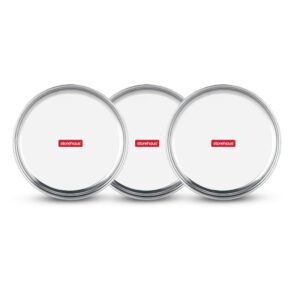Sanskriti Exports Stainless Steel 3pc Thali Plate(12 inch) Kitchenware Set Ideal for Home, Restaurants and Family Use, Silver