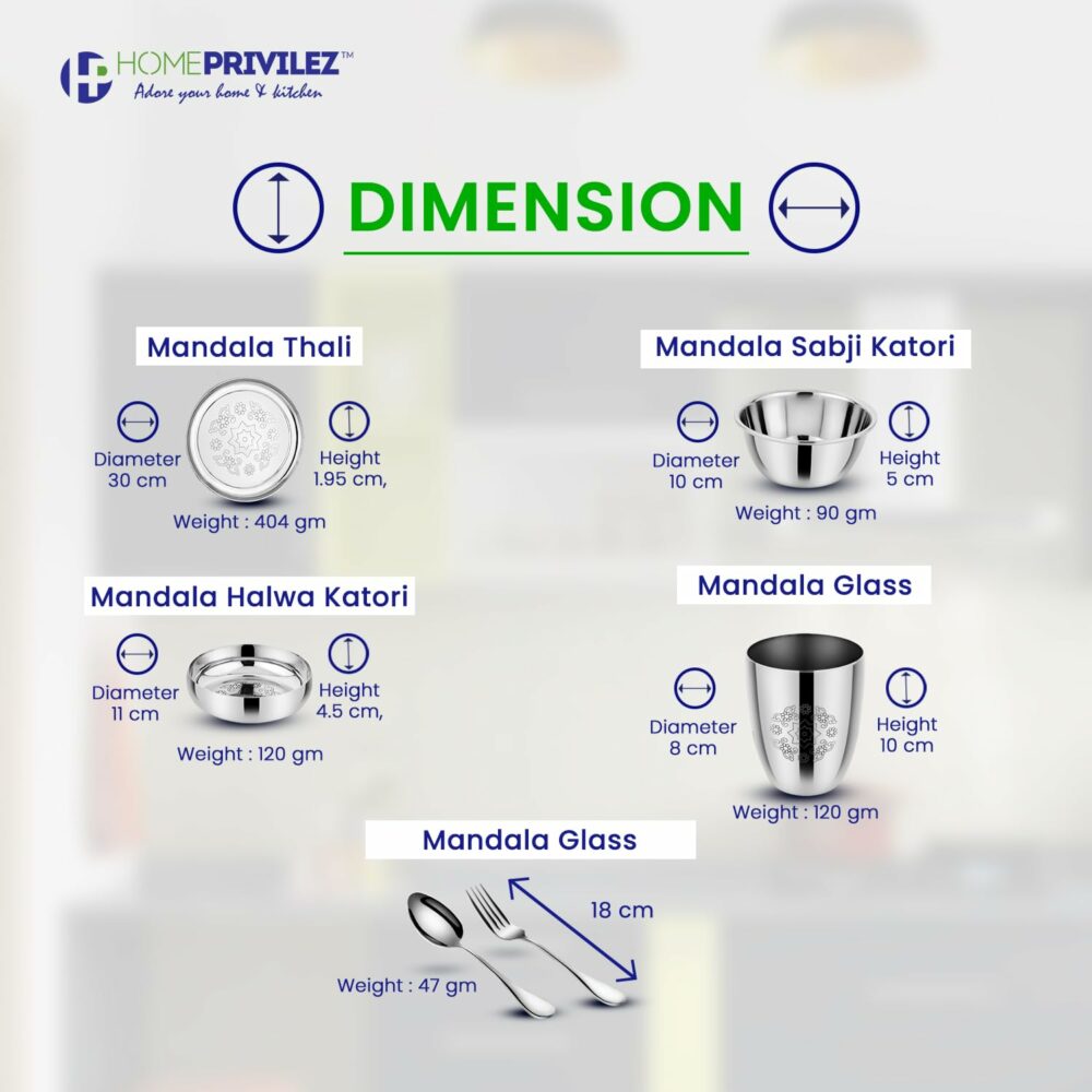 Sanskriti Exports Elfin Premium Stainless Steel Dinner Set with Mandala Laser Design- 24 PCS - Image 3