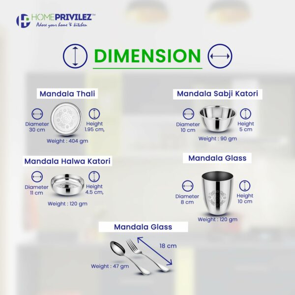 Sanskriti Exports Elfin Premium Stainless Steel Dinner Set with Mandala Laser Design- 24 PCS