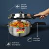 Prestige 5L Deluxe Alpha Svachh Stainless Steel Pressure Cooker|Outer Lid|Ideal for 5-7 Persons|Deep Lid for Spillage Control|Gas & Induction Compatible|Silver
