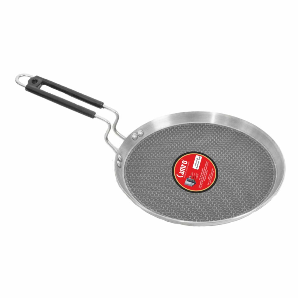Sanskriti Exports Steel Tawa for Roti and Dosa | Triply Honeycomb Tawa 30cm | Induction Base Dosa Tava Non Stick | Perma-Cool Handles | Base & Induction Compatible | Metal Spoon Friendly | Sturdy Handles