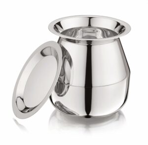 Sanskriti Exports Stainless Steel Food Storage Jars & Containers|Lota, Kalash, Chambu, Tumbler|Drinking, Storing & Serving|Amrit Lota with Lid|750ml x 1pc