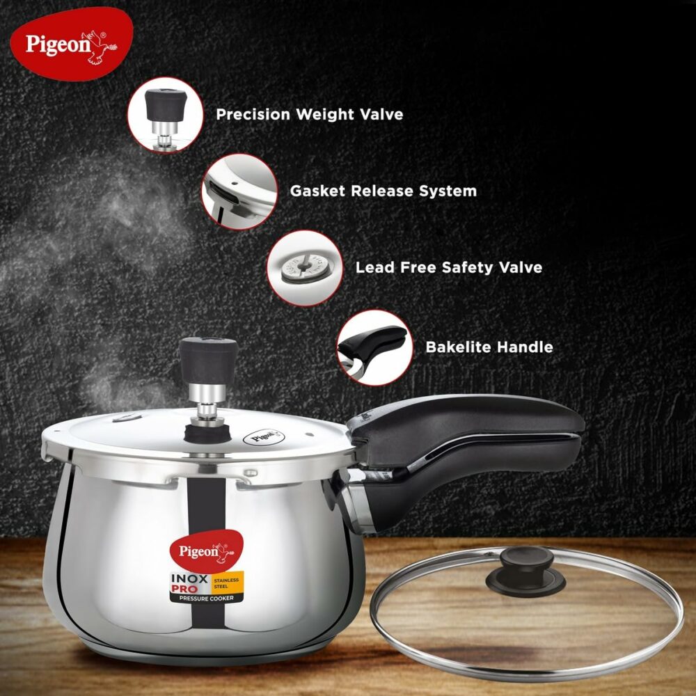 Pigeon by Stovekraft Inox Pro Stainless Steel Cooker 3L Outer Lid Cooker-Induction Base Compatible - Image 5