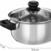 20cm Stainless Steel Dutch Oven with Glass Lid, 3 Litres Capacity - Image 3